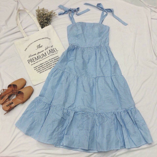 ❌Maxi 2 dây caro❌ 🔺Freesize 💸Giá: 170.000 ✔️Sỉ inboxx