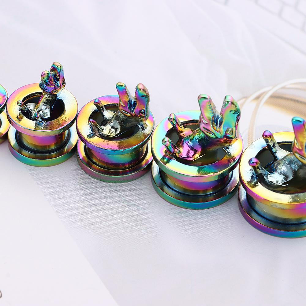 Khuyên Nong Tai Hình Khủng Long 3D Màu Sắc Cầu Vồng