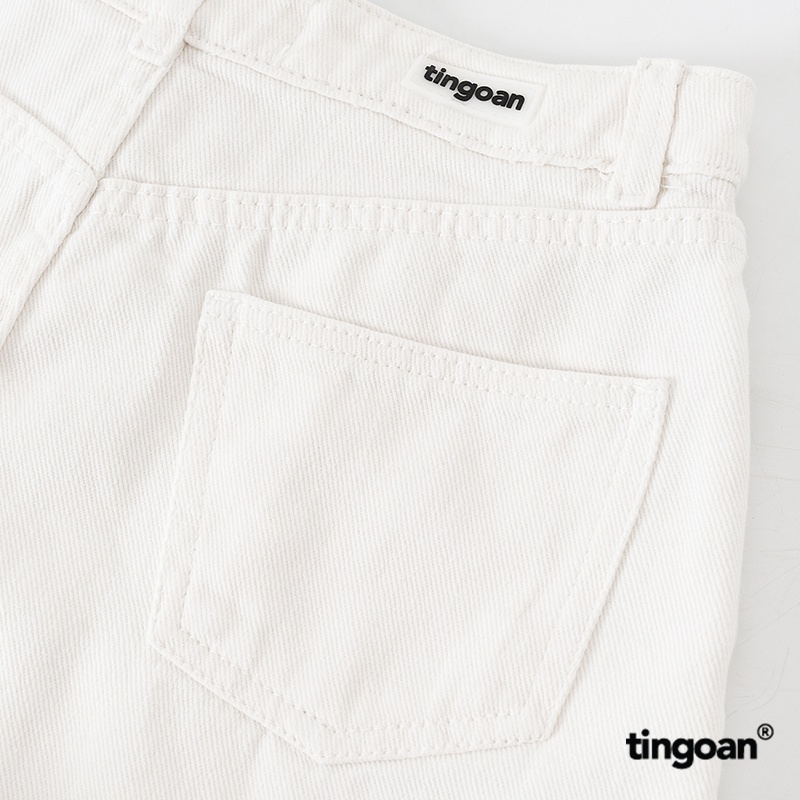 TINGOAN® - Quần short bò cắt gấu lượn viền màu trắng tingoan XOXO JEANS SHORTS/WH
