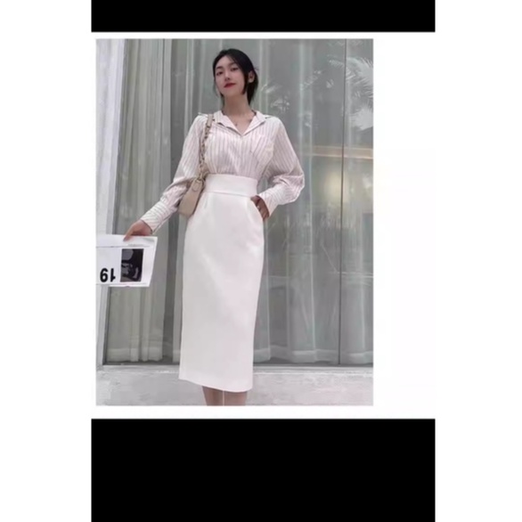 Chân váy bút chì cạp ôm sát, chân váy túi dáng dài 80cm chất tuyết mưa
