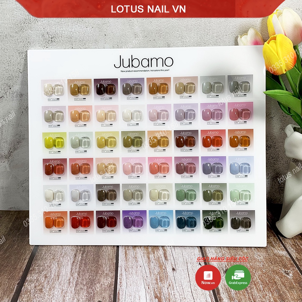 Set sơn gel Jubamo 48 màu cao cấp Korea 15ml tặng kèm bảng màu + base + top