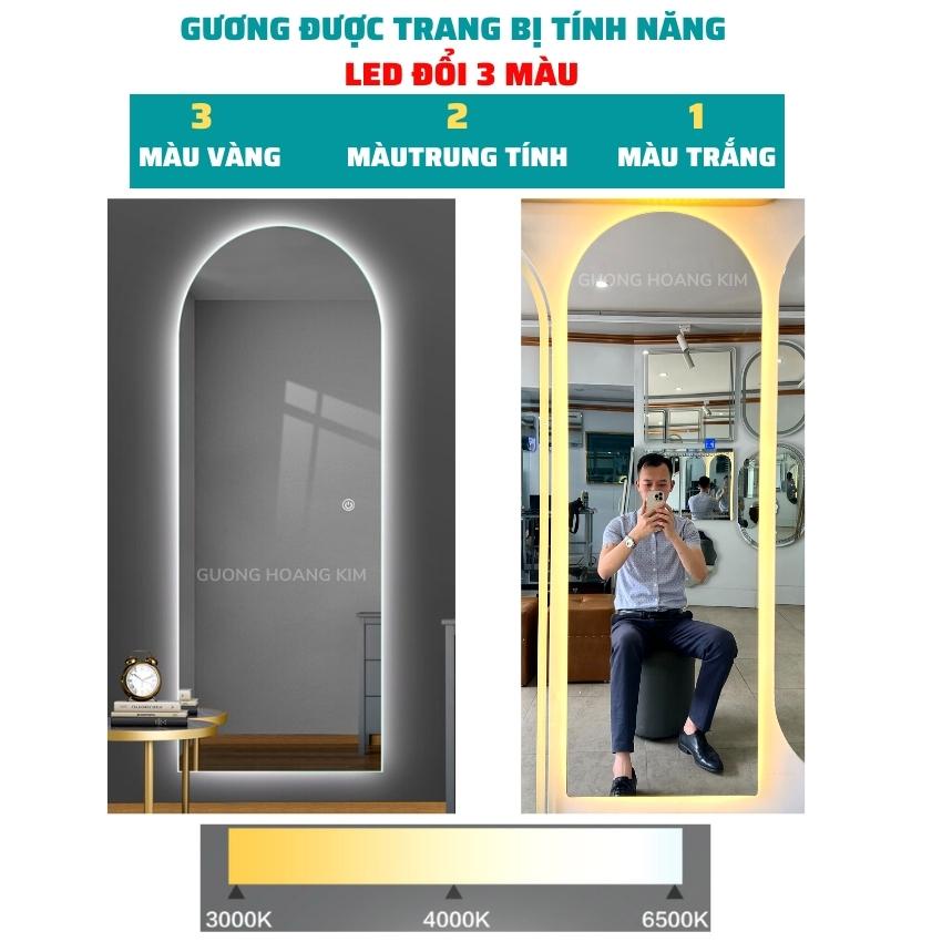 gương soi toàn thân treo tường, gương toàn thân có đèn led cảm ứng hình mái vòm kích thước 40x120cm guonghoangkim