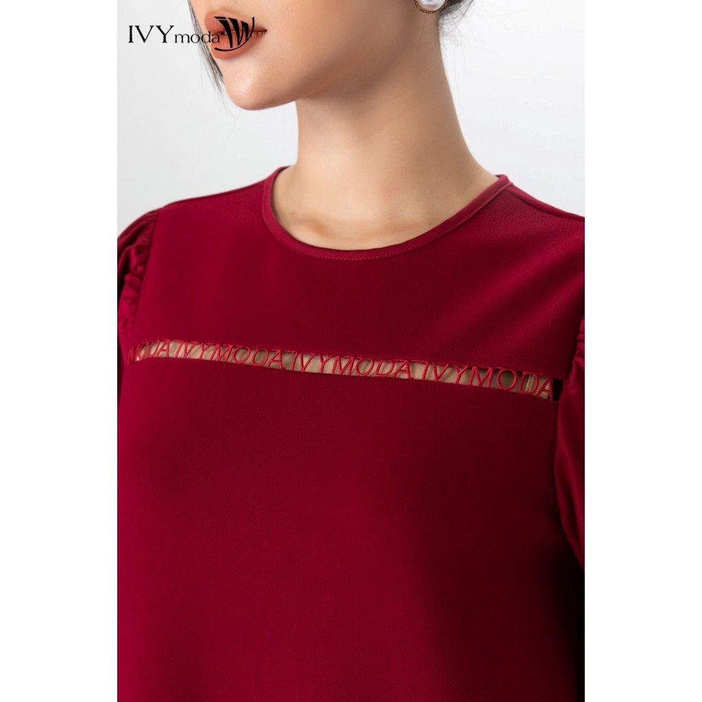 Đầm thun tay bồng dáng suông IVY moda MS 42B9053