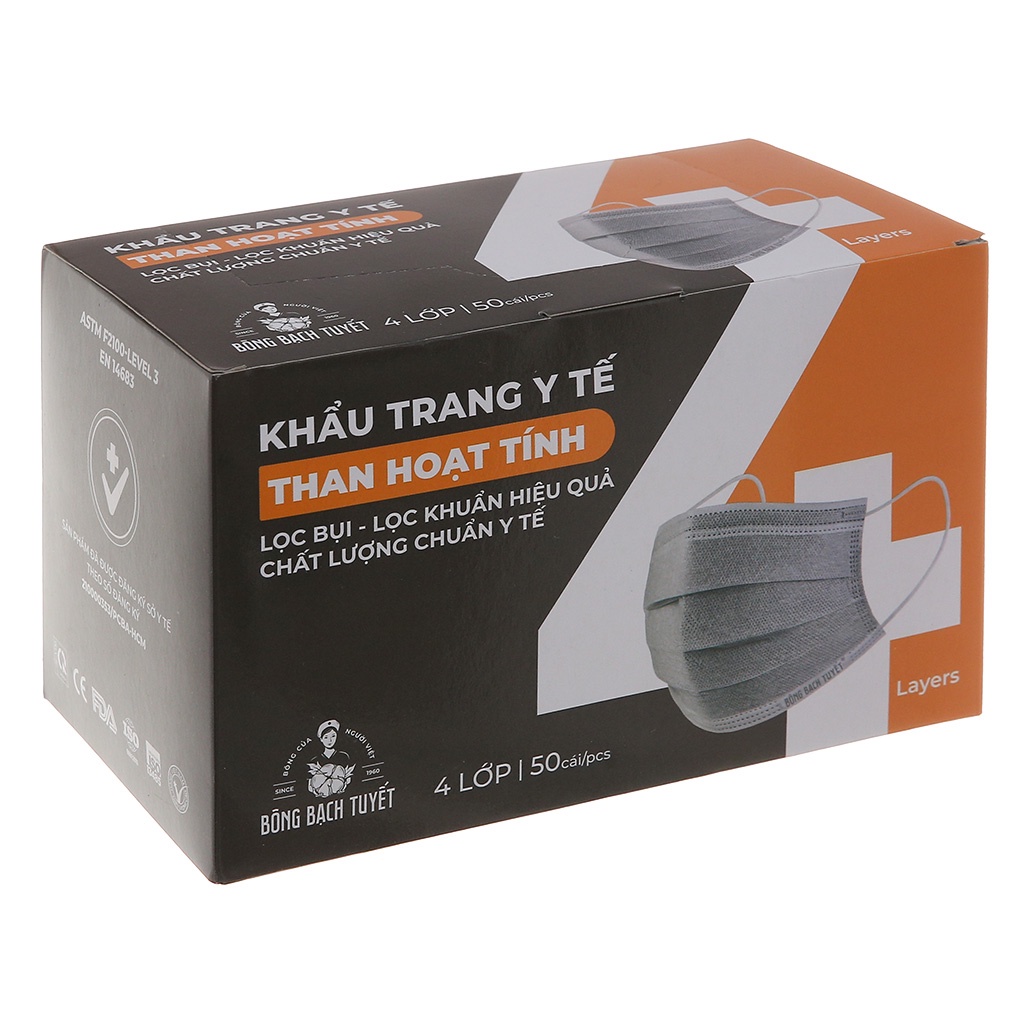 Hộp 50 Chiếc Khẩu Trang Y Tế Bông Bạch Tuyết