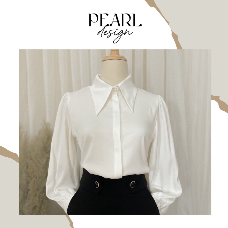 Áo sơ mi công sở nữ lụa tay phồng Pearl Design 052105 - HÀNG MỚI VỀ