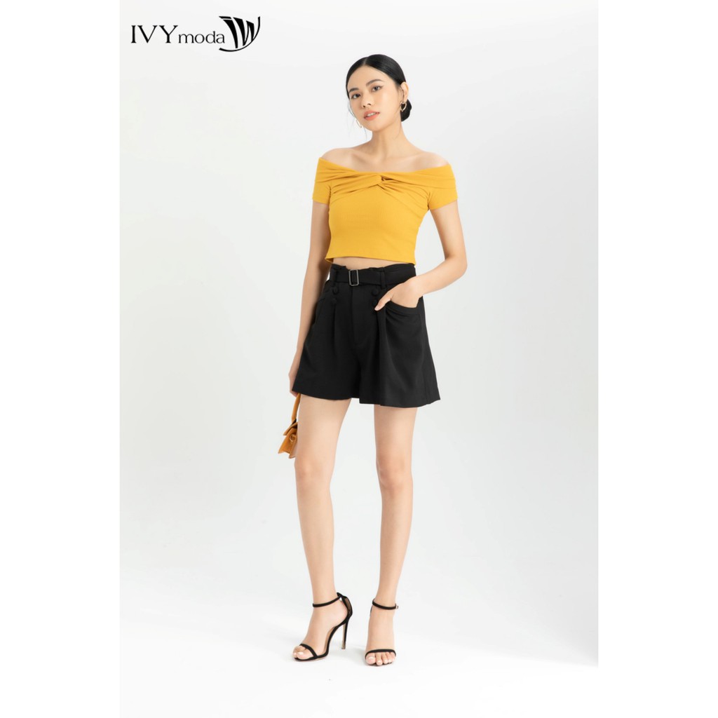 [NHẬP WABRTL5 GIẢM 10% TỐI ĐA 50K ĐH 250K ]Quần sooc nữ kèm đai thiết kế IVY moda MS 20B8305