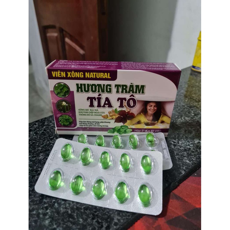 Viên Xông NATURAL Hương Chàm Tía Tô - Hộp 2 Vỉ X 20 Viên - Giúp Thông Mũi Họng, Thông Thoáng Khoang Mũi