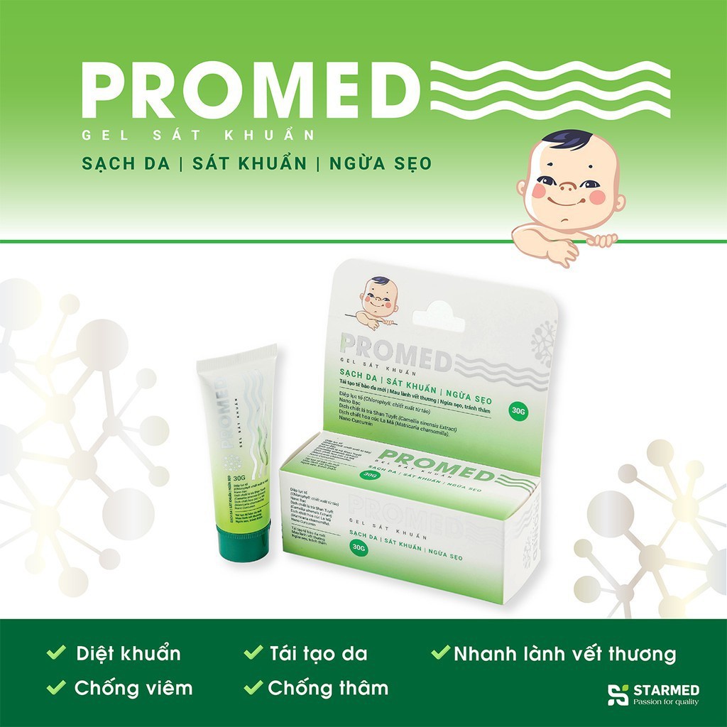 Gel Sát Khuẩn Da, Ngừa Sẹo An Toàn Cho Bé Promed Tuýp 30g