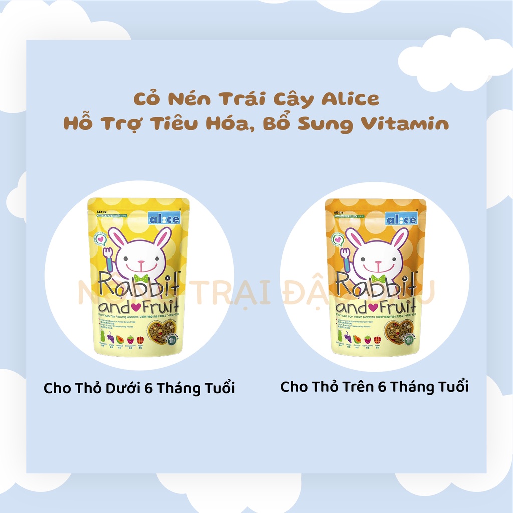 Cỏ Nén Trái Cây Alice Thức Ăn Cho Thỏ Bổ Sung Vitamin, Dinh Dưỡng Toàn Diện 250g, 500g, 1kg - AE102, AE102