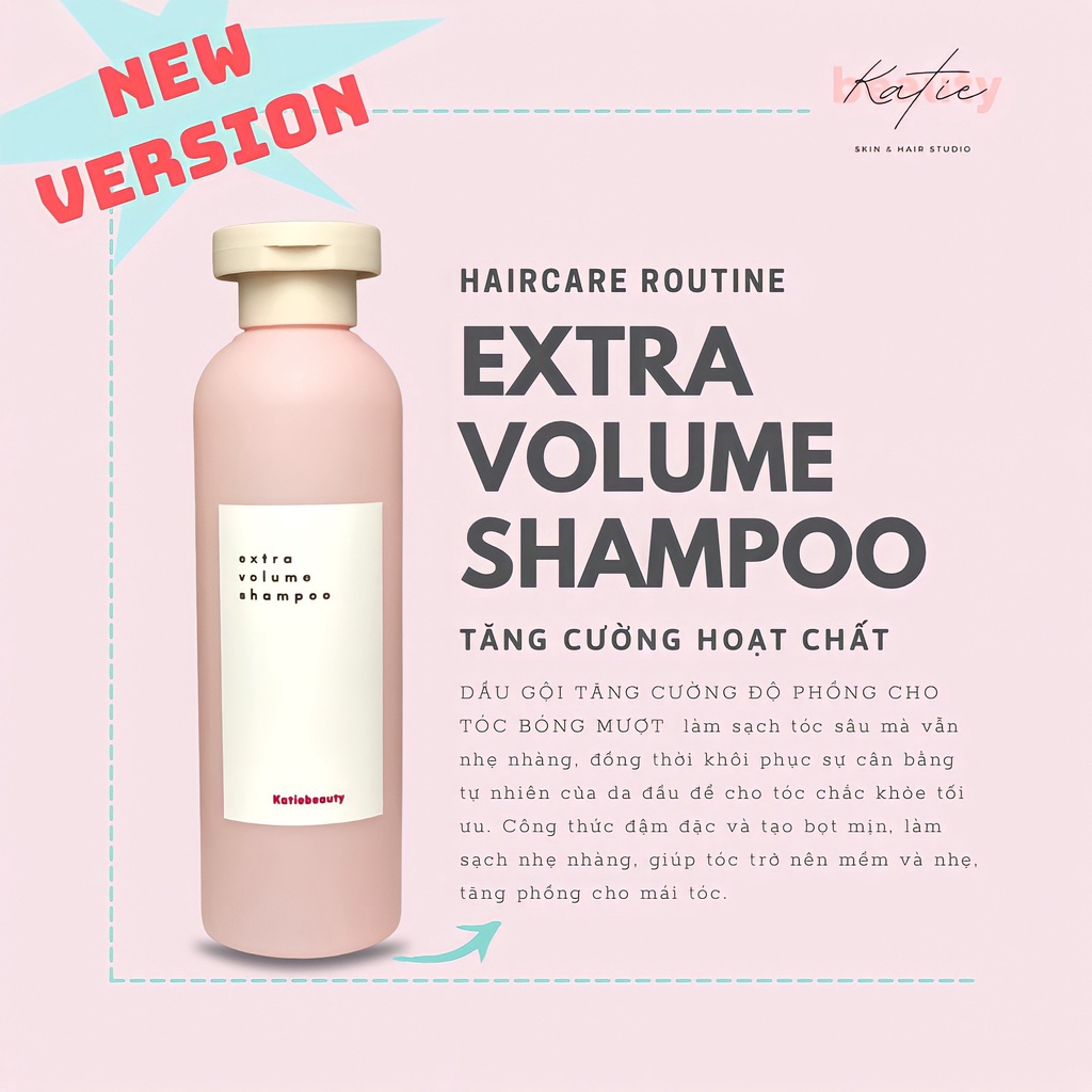 Extra Volume Shampoo 250ml Dầu gội hữu cơ tăng cường độ phồng cho tóc bóng mượt | KATIEBEAUTY