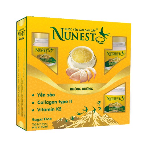 Hộp yến sào cao cấp không đường Nunest (6 lọ x 70ml) _Duchuymilk