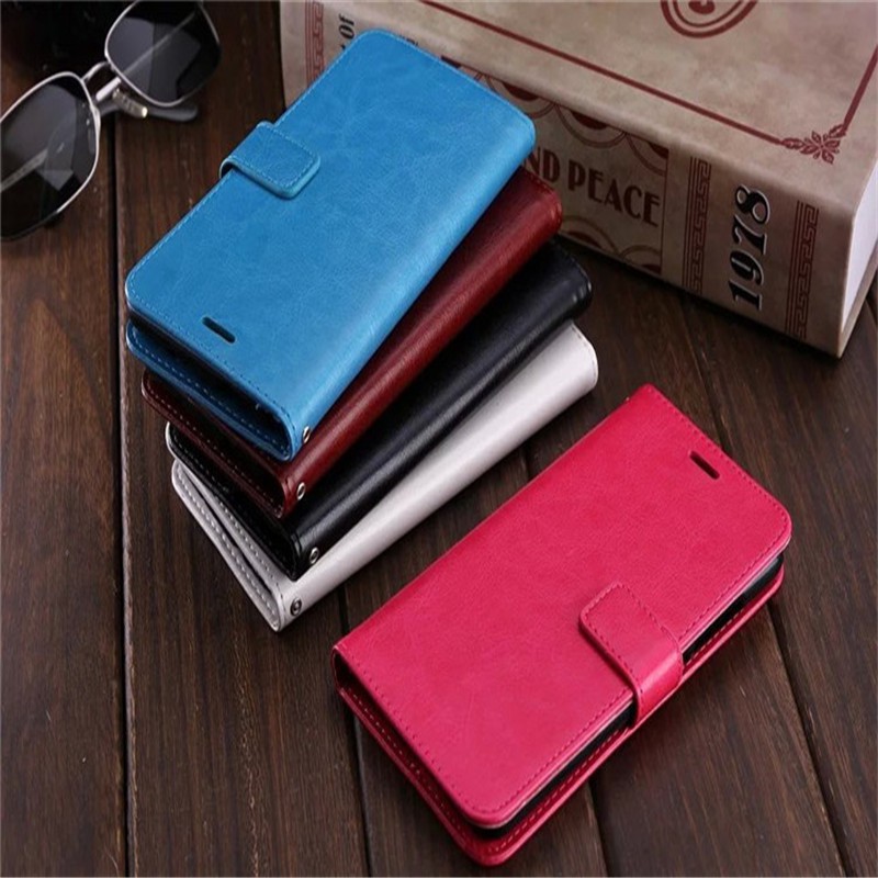 Bao da điện thoại bảo vệ màu trơn kèm ví đựng thẻ đặc biệt cho Xiaomi Redmi Note 2 4