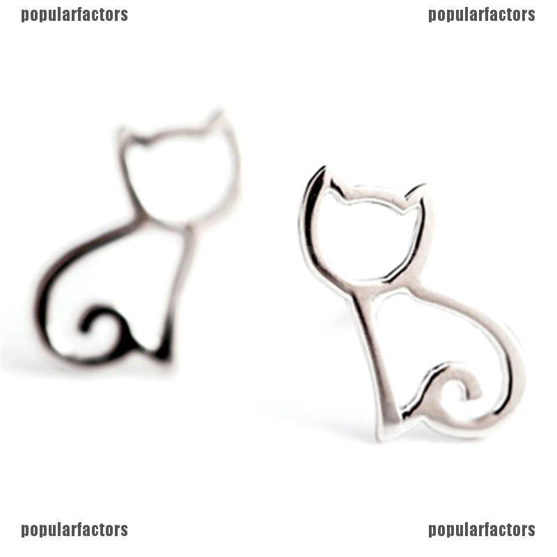 Bông Tai Bạc Hình Mèo Dễ Thương Cho Nữ