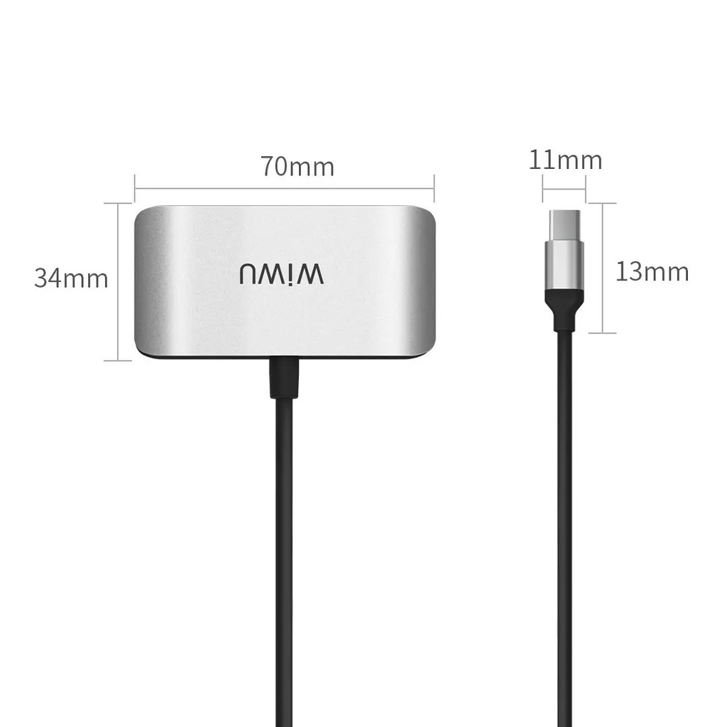 HUB 3 in 1 WIWU Type-C ra HDMI + USB 3.0 + Type C Cổng chuyển đổi cho Tablet , Máy tính bảng  , Laptop , SmartPhone