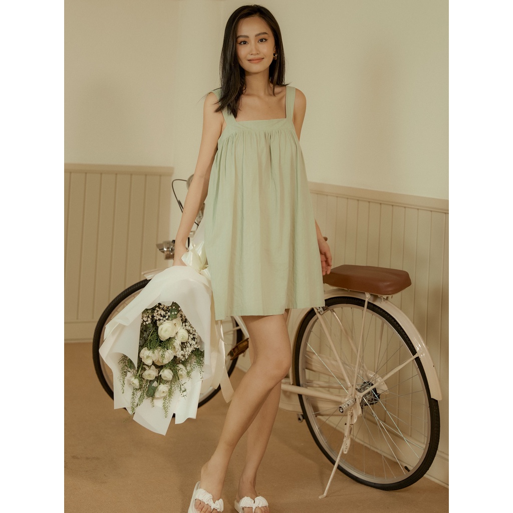 Đầm Babydoll Nữ Ruffle Chest , Chất Vải xô thái cao cấp , WDN000057_SOMEHOW