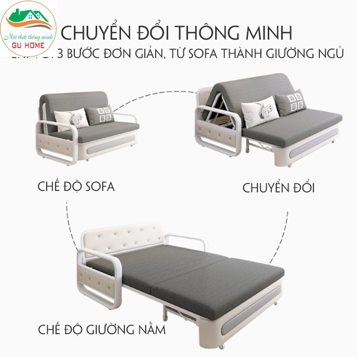 Sofa Giường bed Gấp Gọn Thông Minh 2 Chế Độ size 150cm có ngăn chứa đồ