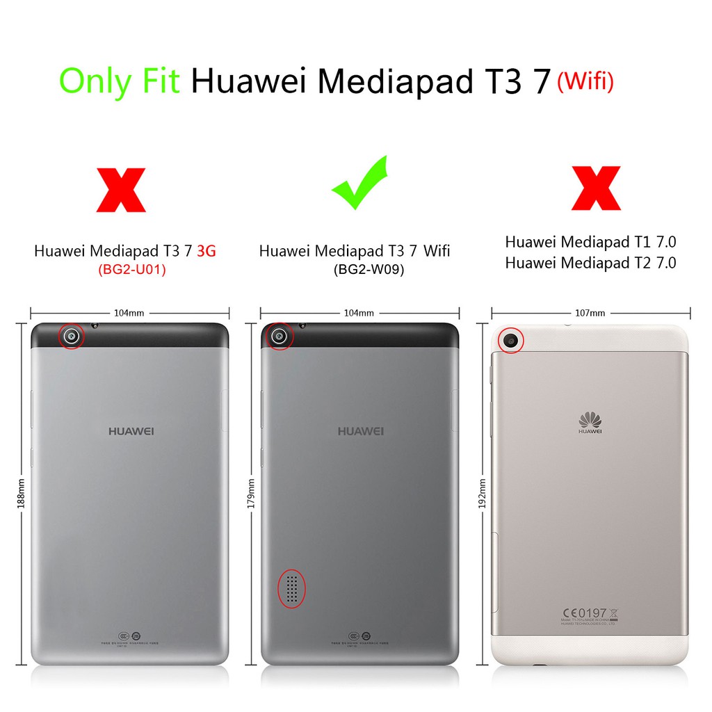 Mediapad [T3 7.0(Wifi)] Case, 7" Slim Cover Tempered glass for 2017 Huawei [Honor Play Tab 2 (7")] BG2-W09