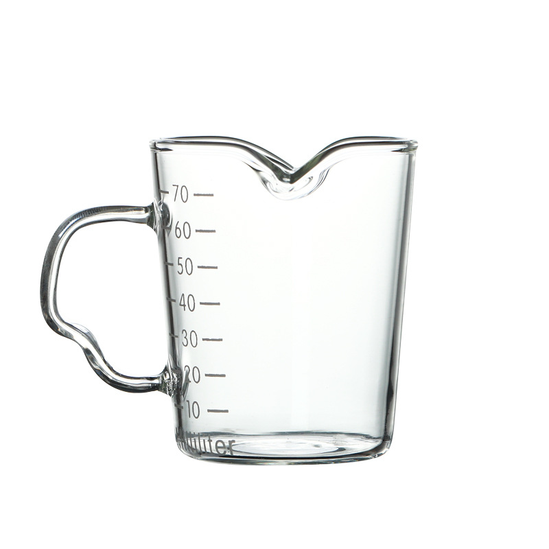 Cốc đo lường hai vòi rót bằng thủy tinh nhiều borosilicat chịu nhiệt kích thước nhỏ dùng để pha cà phê espresso/sữa/