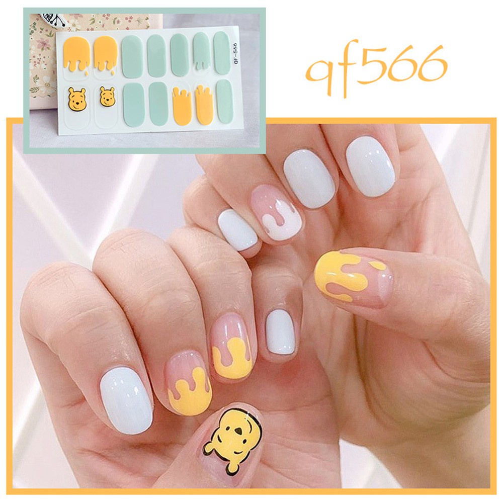 [Hàng mới về] Set 14 miếng dán móng tay chống nước họa tiết hoạt hình độc đáo