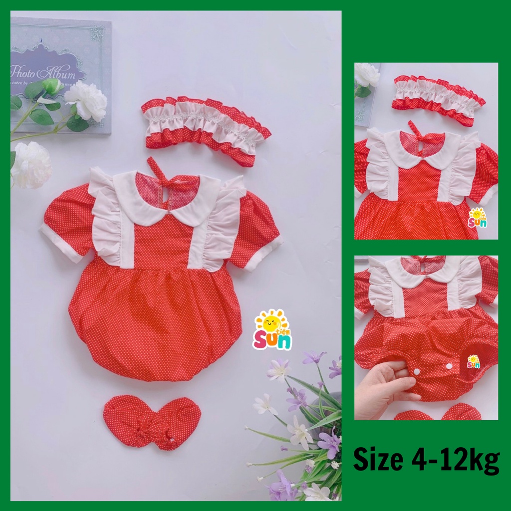 𝗧𝗮̣̆𝗻𝗴 𝘁𝘂𝗿𝗯𝗮𝗻 𝘃𝗮̀ 𝗴𝗶𝗮̀𝘆 𝘃𝗮̉𝗶 Body cho bé gái size 4-12kg  Vải thô hoa mềm mát