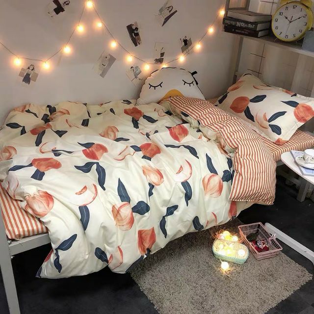 Bộ Chăn Ga Gối Cotton Poly Quả Đào