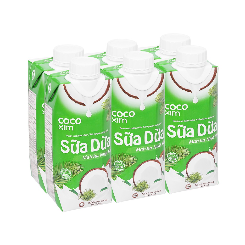 Lốc 6 hộp sữa dừa matcha Nhật Bản Cocoxim 330ml