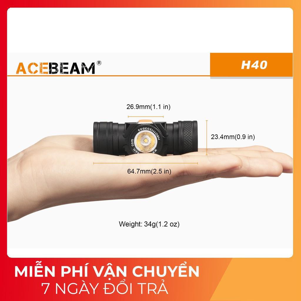 [HÀNG CAO CẤP] Đèn pin và đèn đội đầu đeo đầu ACEBEAM H40 độ sáng 1050lm chiếu xa 102m siêu nhỏ pin 14500 AA (không kèm)