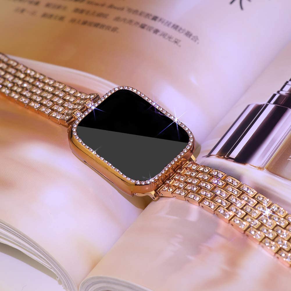 Dây Đeo Thay Thế Bằng TPU Mềm Đính Kim Cương Giả Cho iWatch