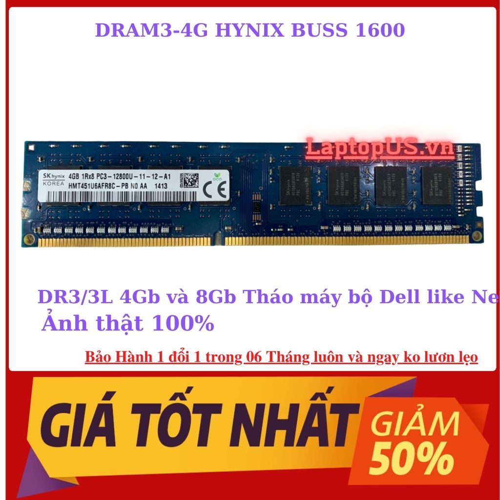 Ram PC tản nhiệt DDR3/DDR3L, 8Gb 4Gb bus 1600/1333/1066- ram tháo máy đồng bộ HP,Dell,IBM chuẩn Mỹ, bảo hành 3 năm