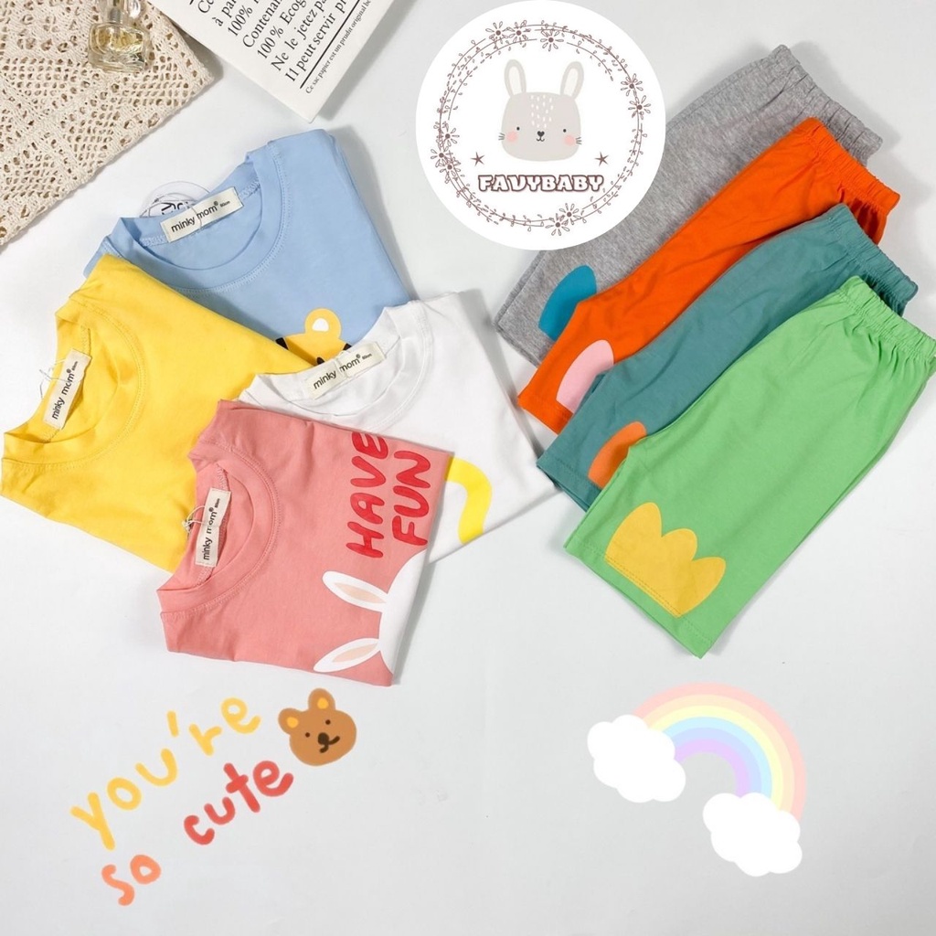 Bộ MINKY MOM Tay Ngắn Bé Trai Bé Gái 8-20kg Cộc Tay Vải COTTON Đẹp Mịn Co Giãn Bé 1 2 3 4 5 Tuổi Mèo Hổ Sư Tử - Favybaby