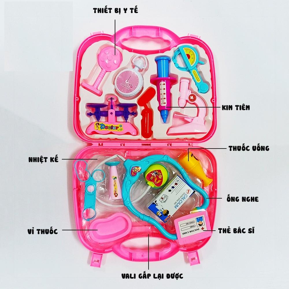 Bộ đồ chơi bác sĩ dạng vali kéo dụng cụ có pin, có đèn, âm thanh dành cho các bé, đồ chơi nhập vai - Loki Kids