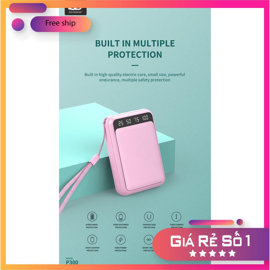 SẠC DỰ PHÒNG SD P300 / 10000MAH 2 CỔNG RA - CHÍNH HÃNG