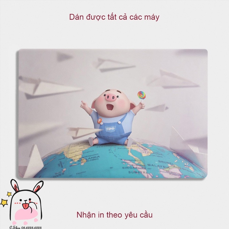 Skin - Decal Laptop Siêu Đẹp Mẫu Heo xinh xẻo - Dán Khớp mọi loại máy - Có In hình theo yêu cầu