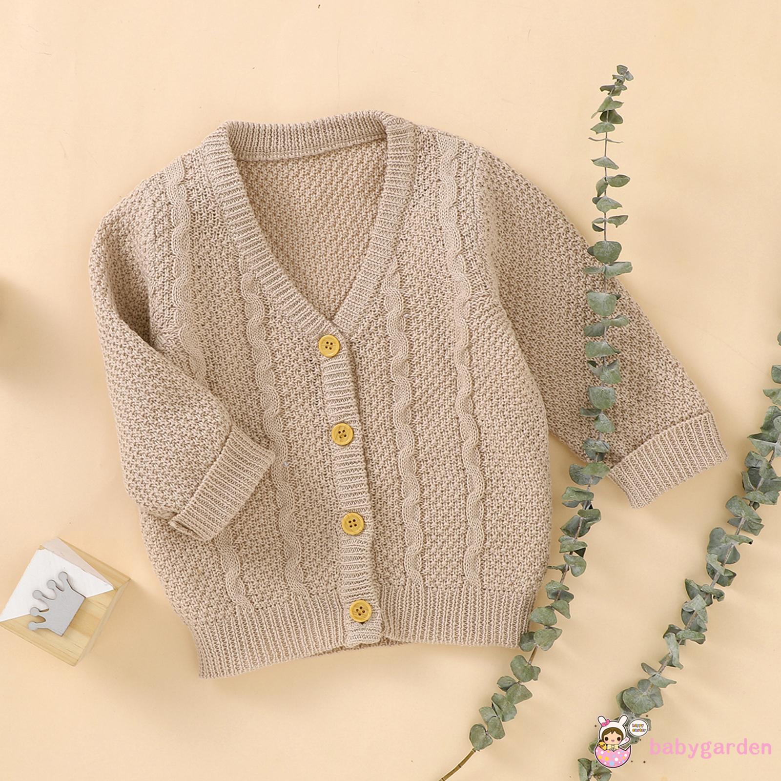 Áo Khoác Cardigan Dài Tay Cổ Chữ V Màu Trơn Cho Bé Gái