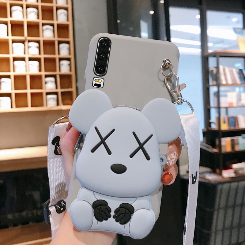 Ốp điện thoại silicon mềm có ví hình Kaws 3D + dây đeo cho REALME 3 5 5I 6I 5S 6 7 7I 8 PRO XT C1 C2 C3 S11 C1 C25