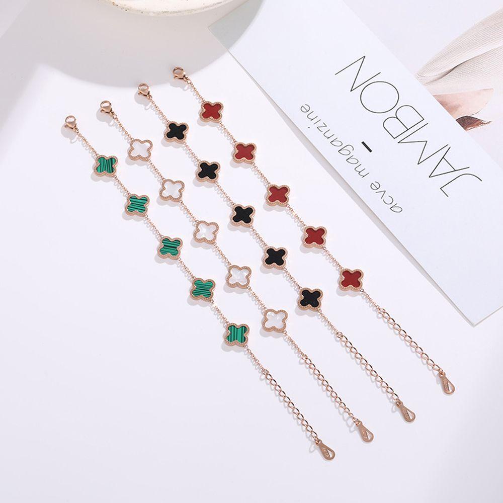 Vòng Tay Cỏ Ba Lá May Mắn Dễ Thương Có Thể Điều Chỉnh Phong Cách Hàn Quốc