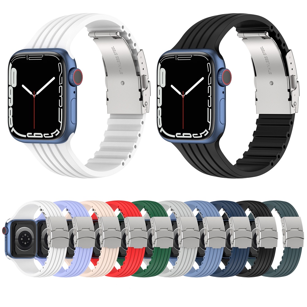 Dây Đeo Đồng Hồ Bằng Silicone 49mm 45mm 44mm 42mm / 41mm 40mm 38mm Cho Apple Watch SE iwatch 8 7 6 5 4 3