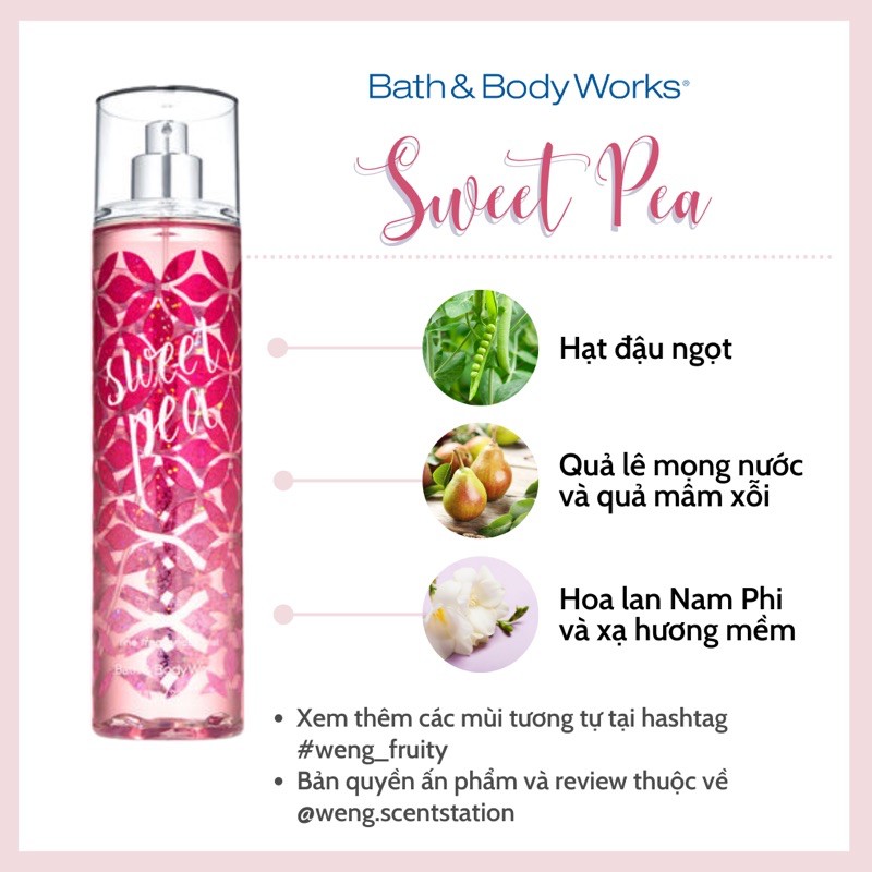 Xịt thơm toàn thân Bodymist Bath &amp; Body Works mùi Sweet Pea