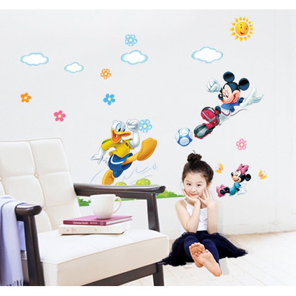 Decal trang trí tường Chuột Mickey và Vịt Donal