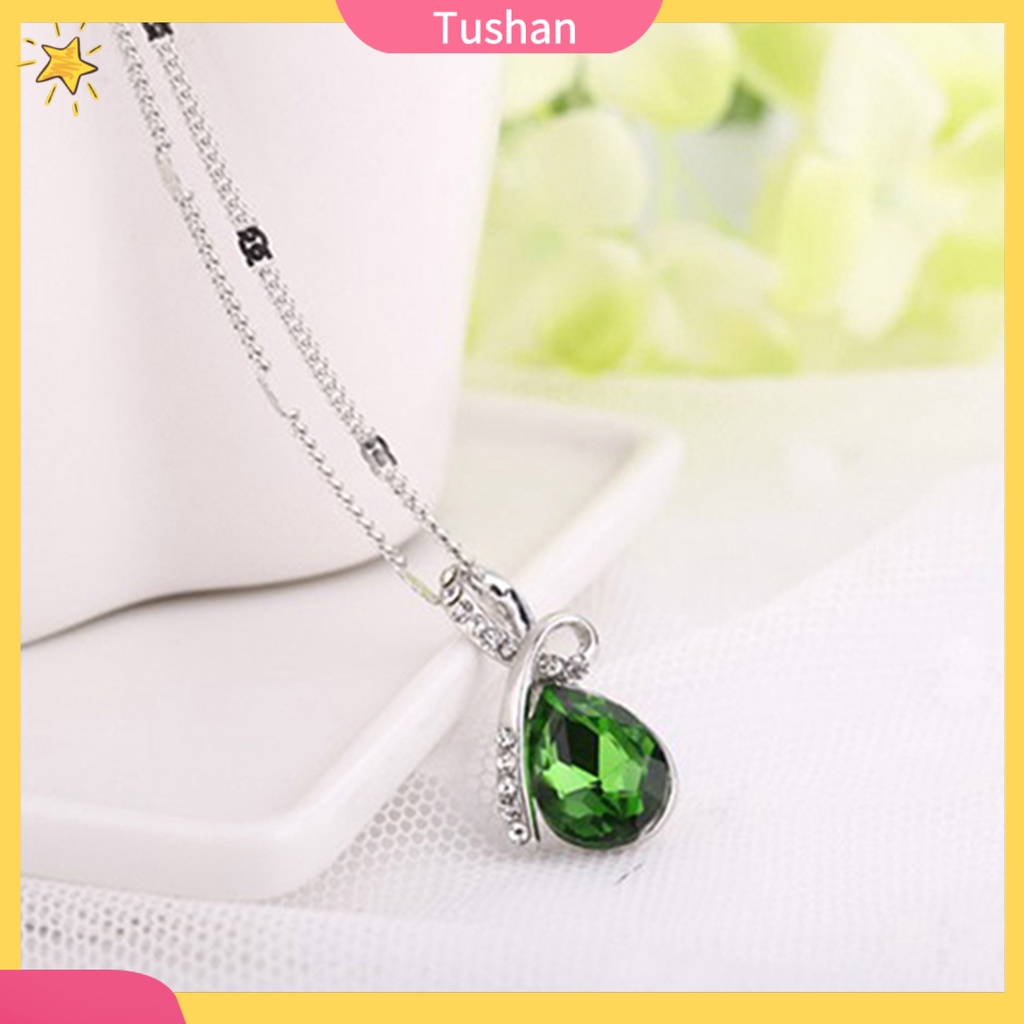 TUSH_Women Fashion Heart Teardrop Rhinestone Pendant Necklace Jewelry Charm Gift