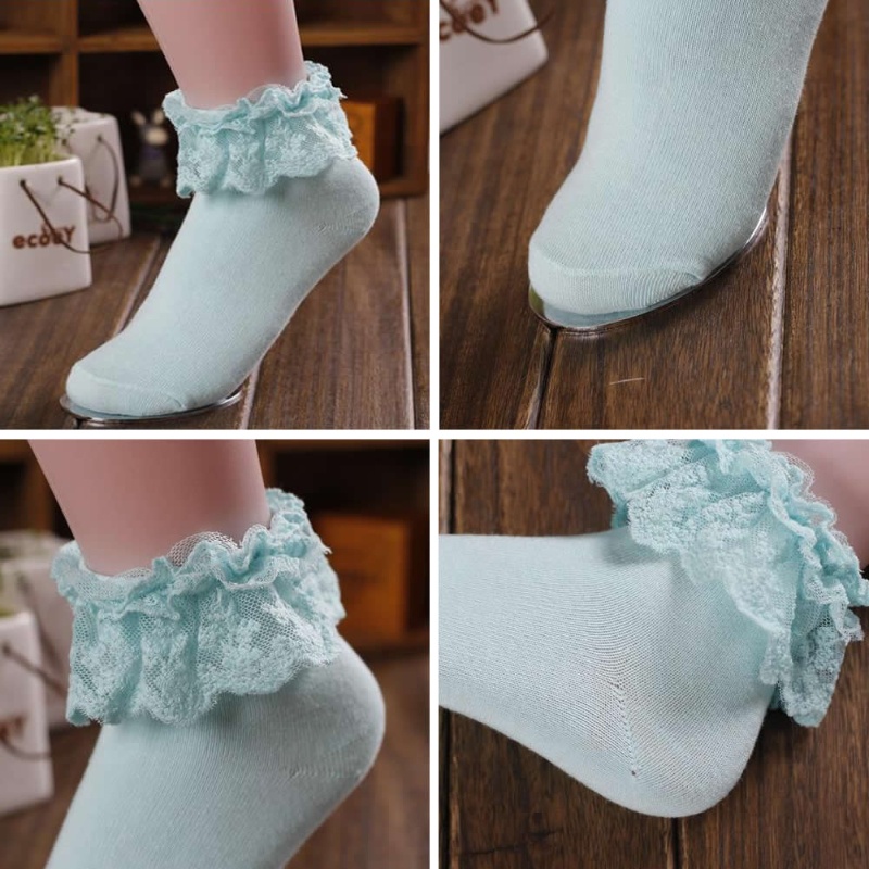 Đôi Vớ Công Chúa Phối Ren Xếp Nếp Phong Cách Vintage Ngọt Ngào Cho Nữ Mới