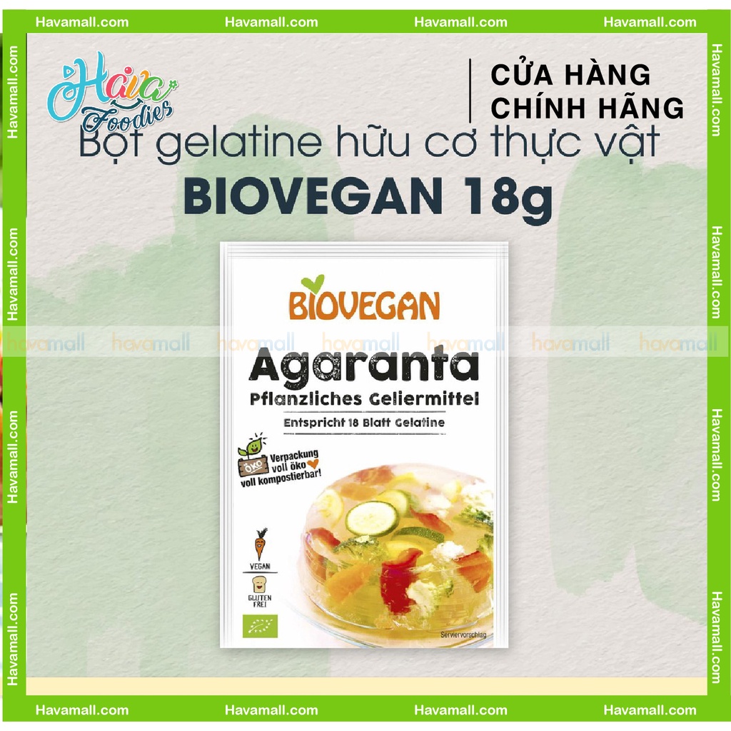 [HÀNG CHÍNH HÃNG] Bột Gelatine Hữu Cơ Thực Vật BIOVEGAN 18gr – Organic Vegetable Gelling Agent