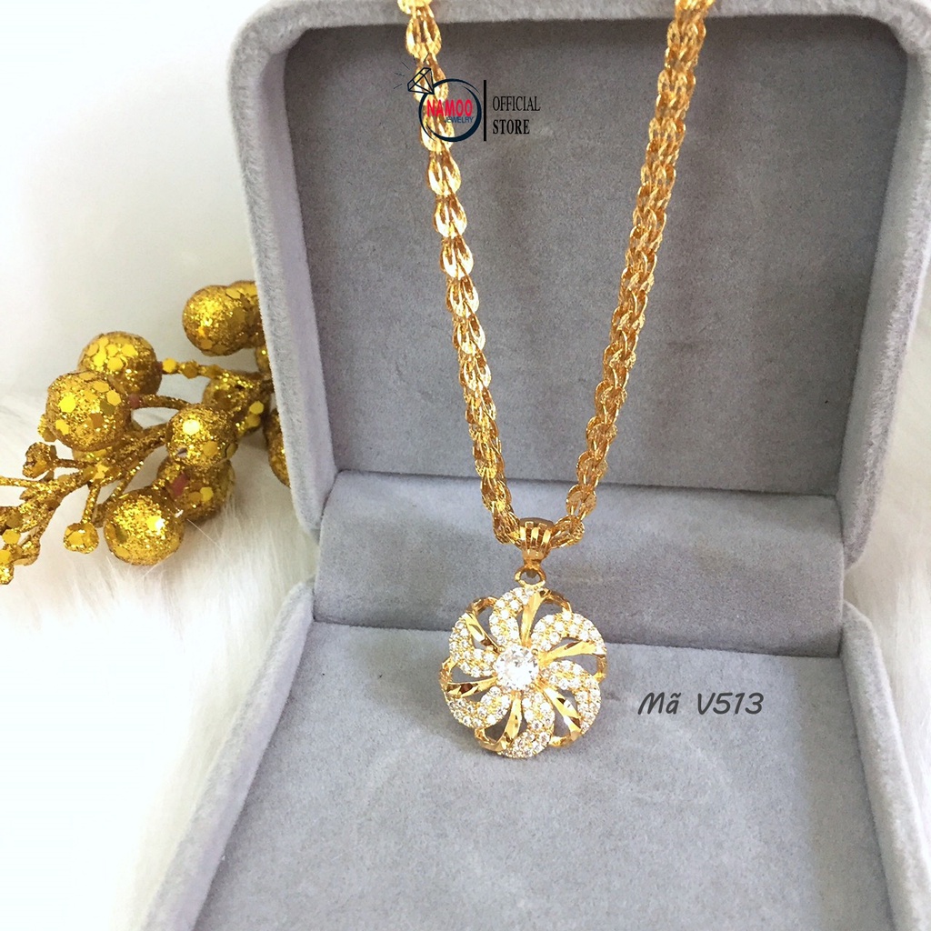 Dây Chuyền Nữ V513 Mặt Hoa Đá Kết Hợp Dây Phụng Dài 50cm