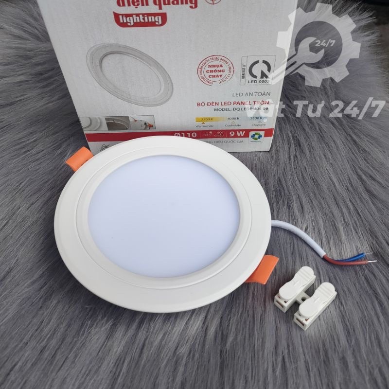 Đèn Led Panel âm trần 9w Điện Quang ĐQ LEDPN04 09 lỗ khoét phi 110 ánh sáng Trắng - Vàng bảo hành 2 năm
