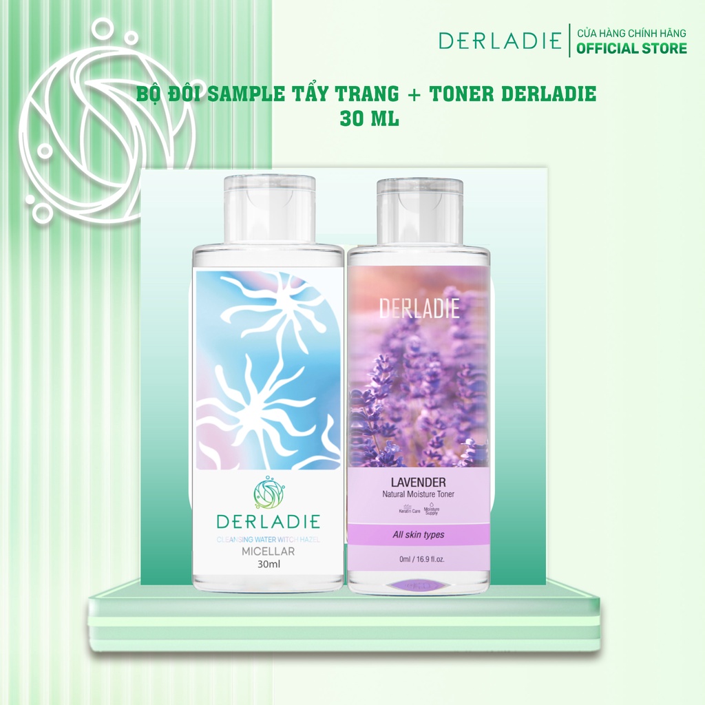 Bộ Sản Phẩm Nước tẩy trang Derladie Witch Hazel 30ml, Toner Derladie Lavender 30ml