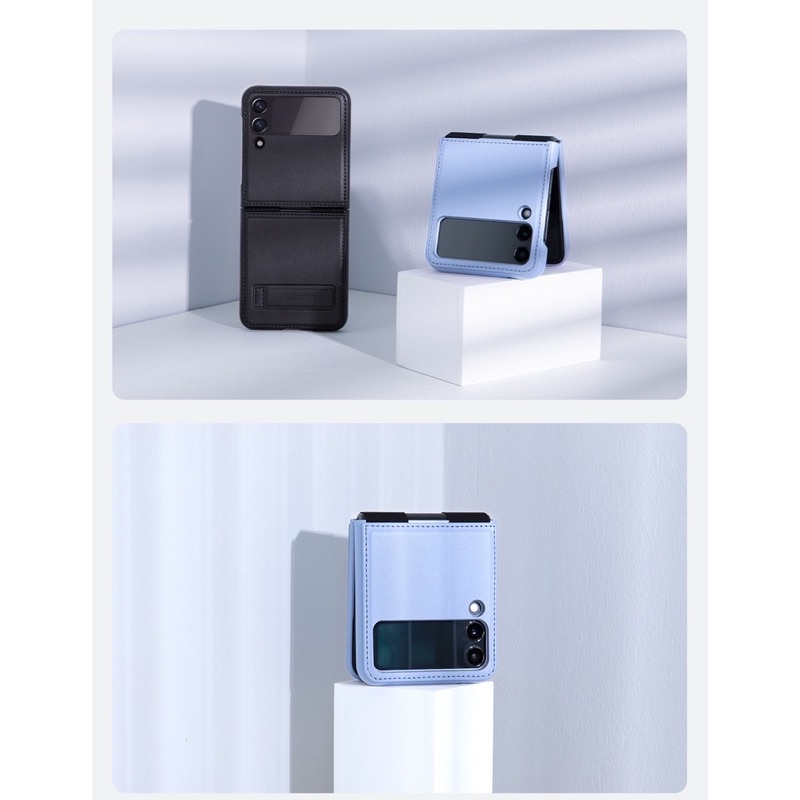 Ốp lưng da Nillkin QIN cho Samsung Z flip 4 5G, Z Flip 3, Flip3 5G có giá đỡ siêu tiện