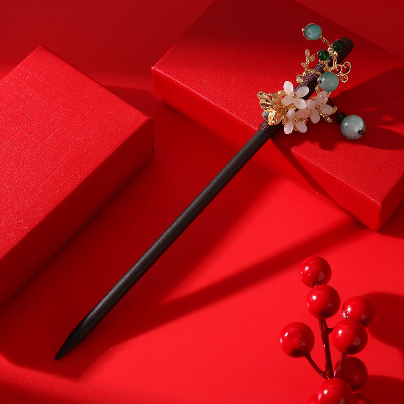 [Aishang Xinh Đẹp] Trâm Cài Tóc Tua Rua Bằng Gỗ Mun Giả Phong Cách Trung Hoa Cổ Điển Phụ Kiện Hóa Trang Hanfu