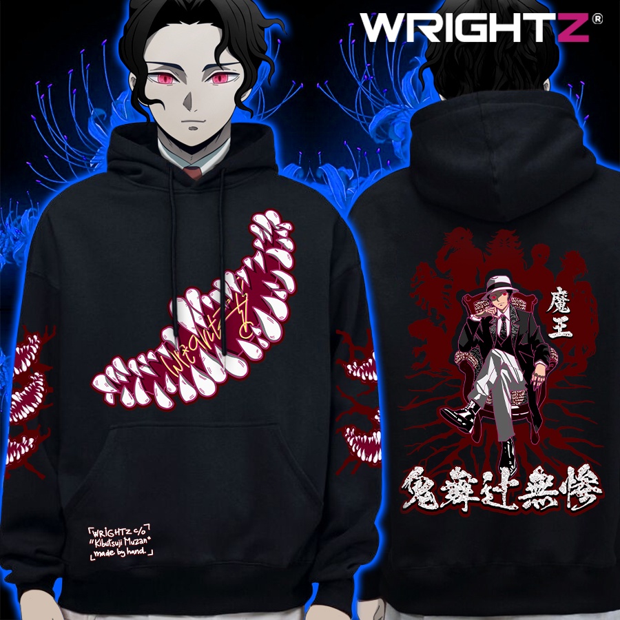 Áo hoodie Wrightz anime Muzan Kibutsuji quỷ vương demon slayer thanh gươm diệt quỷ over size