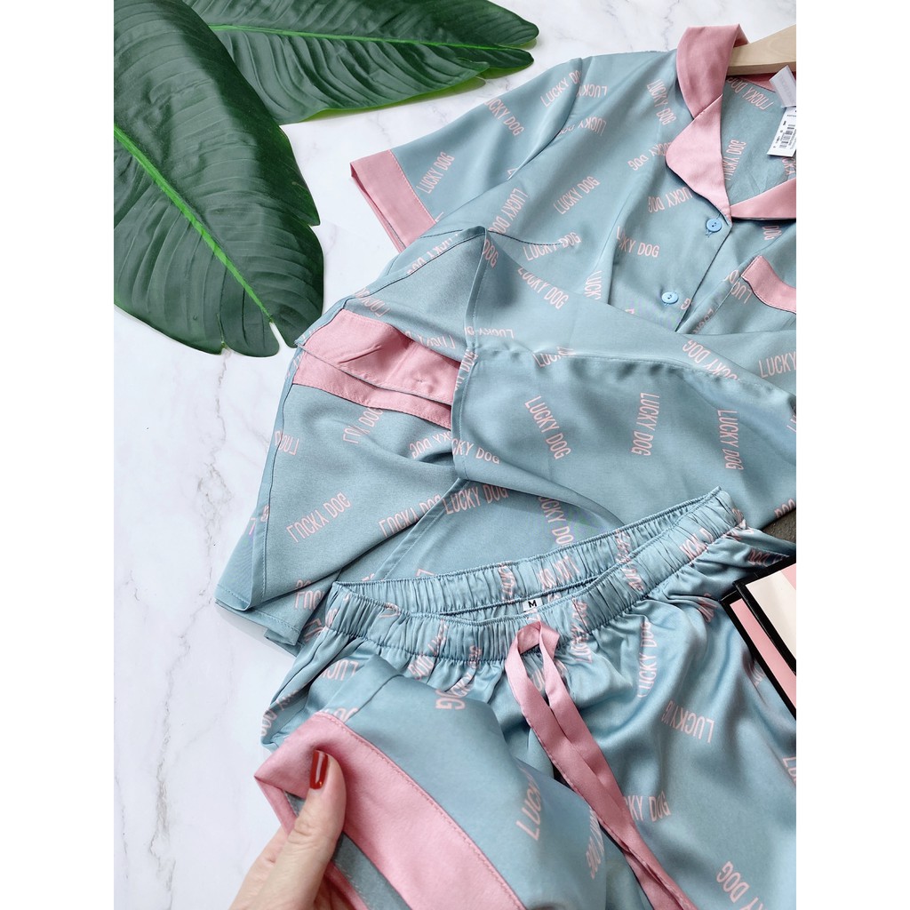 [Mã SKAMCLU7 giảm 10% cho đơn từ 0Đ] Đồ bộ nữ, bộ lụa nữ, bộ pyjama mặc nhà nữ áo cộc quần đùi LuckyDog BOH55 | BigBuy360 - bigbuy360.vn