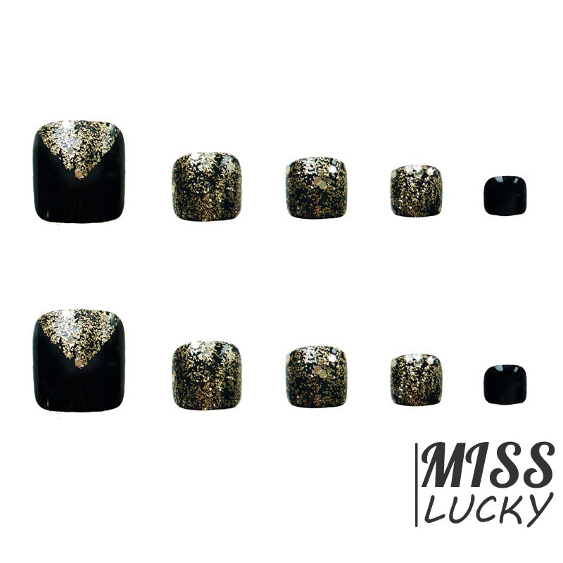 Bộ 24 móng chân giả đính đá lấp lánh sang trọng cho nữ